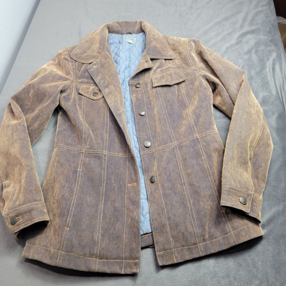 Vintage Style Giacca Medium Brown Cotton Rayon Lined Jacket With Button Closure